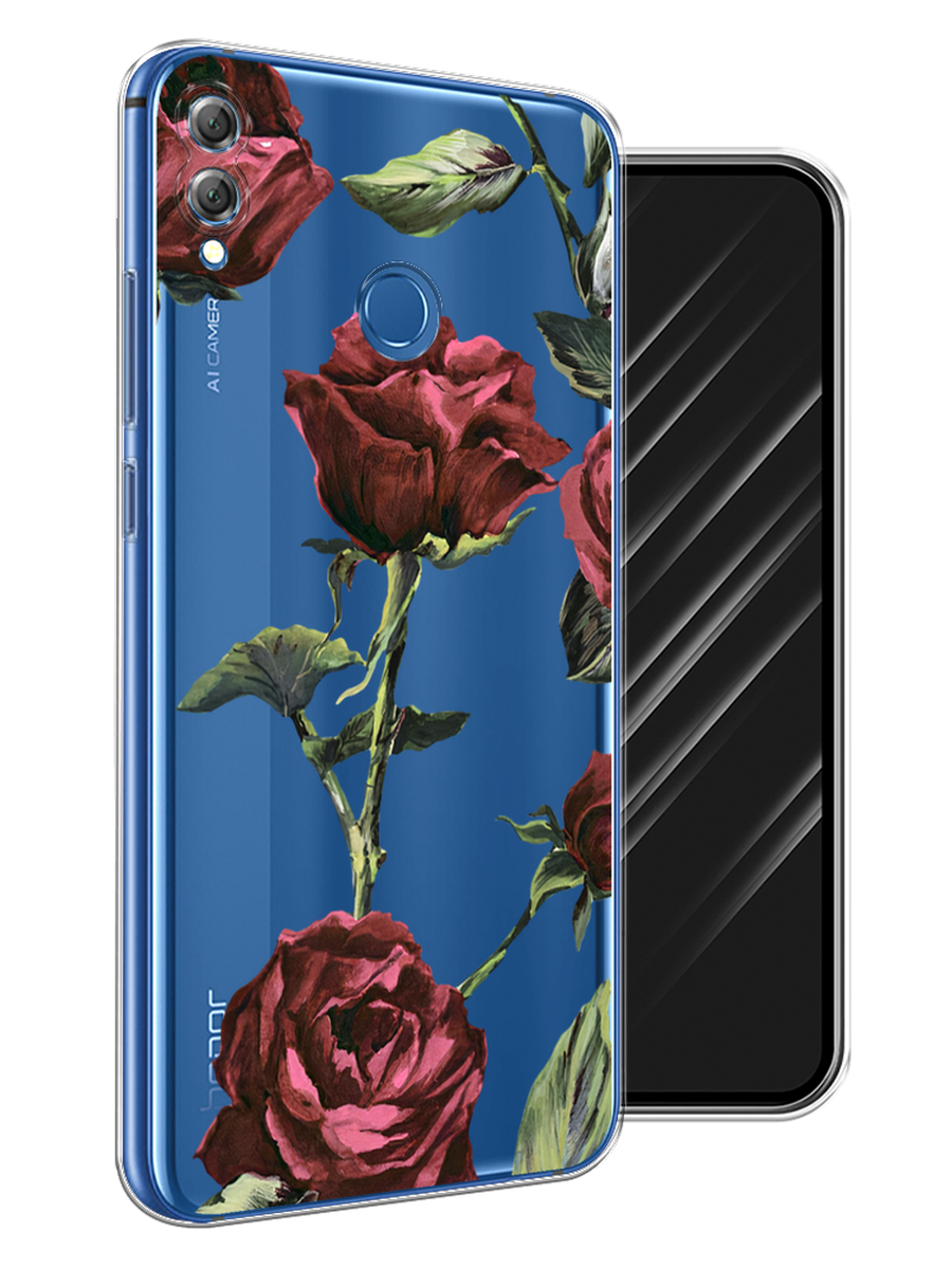 

Чехол Awog на Honor 8X "Бордовые розы фон", Красный, 66750-8
