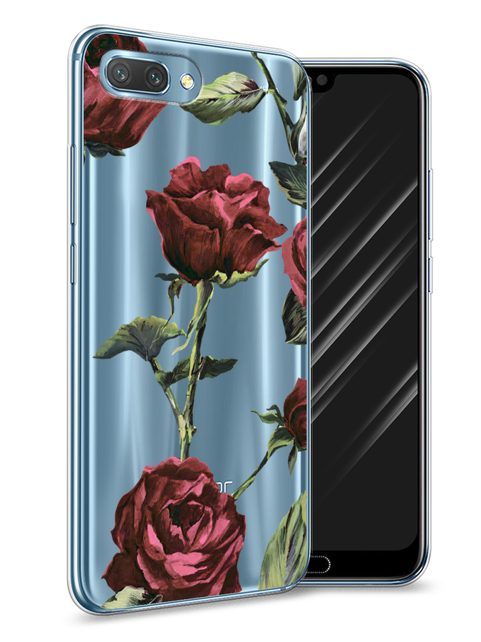 

Чехол Awog на Honor 10 "Бордовые розы фон", Красный, 65350-8