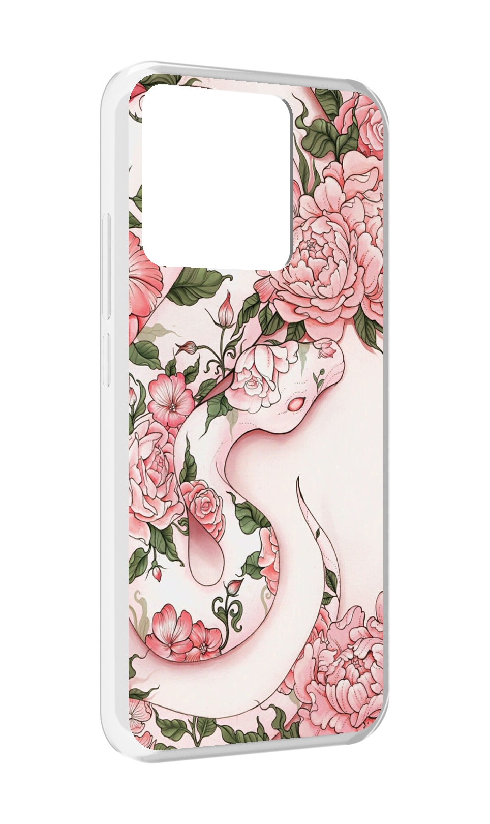 

Чехол MyPads Tocco для Xiaomi Redmi 10A змея-в-розовых-цветах женский, Прозрачный, Tocco