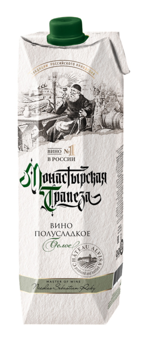 

Вино столовое Монастырская трапеза белое полусладкое 1 л