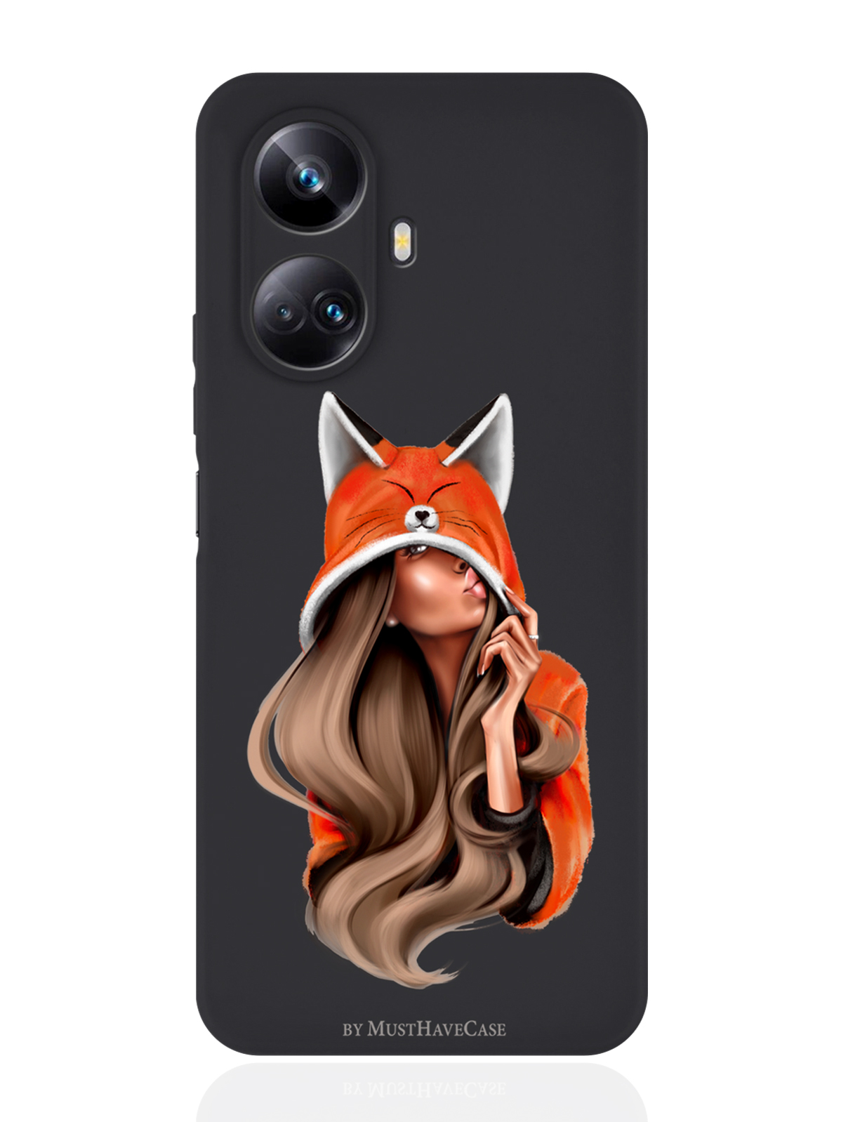 фото Чехол musthavecase для realme 10 pro foxy girl/лисичка черный