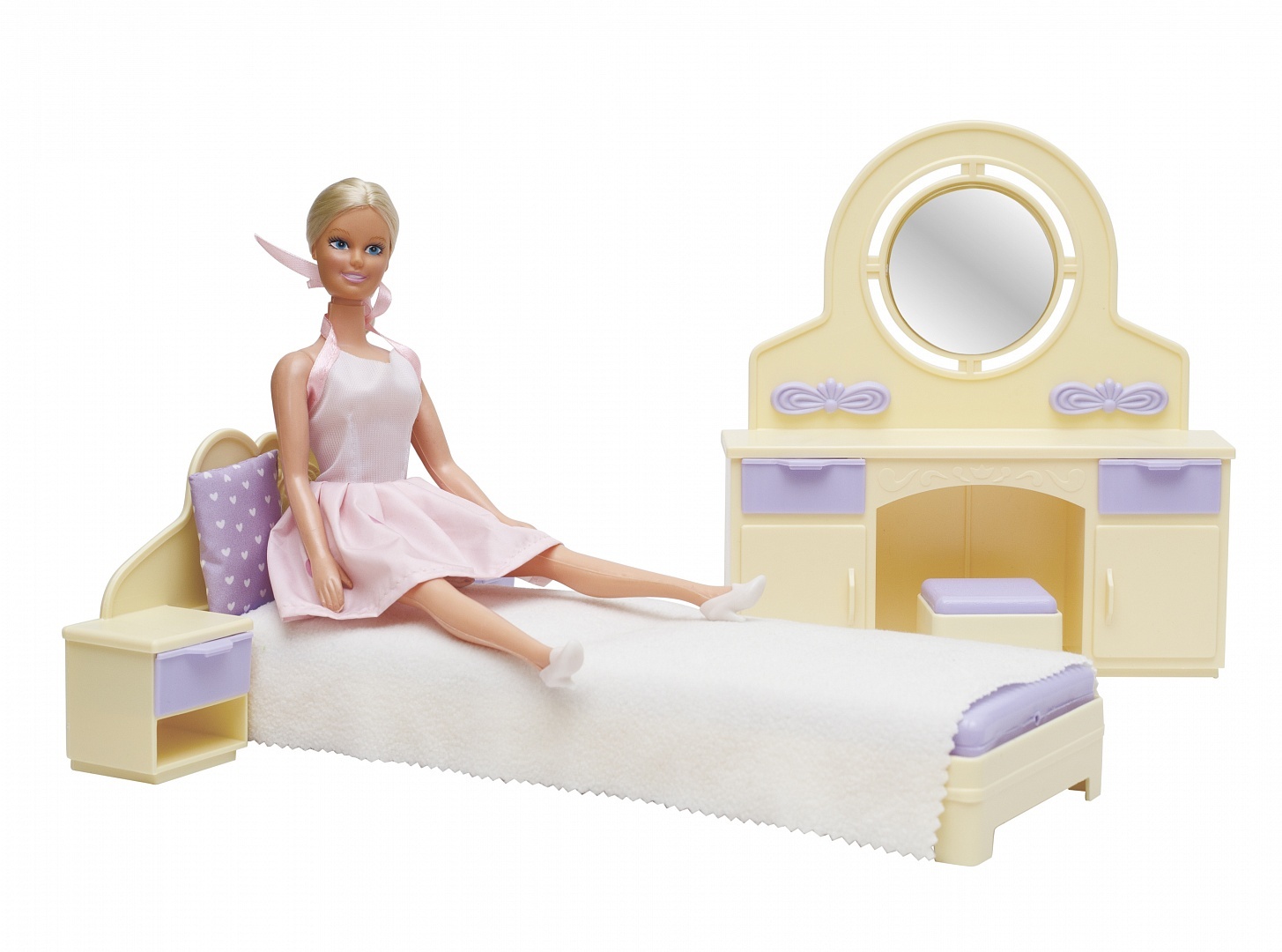 фото Мебель для кукол огонек спальня, маленькая принцесса, лимонная с-1562