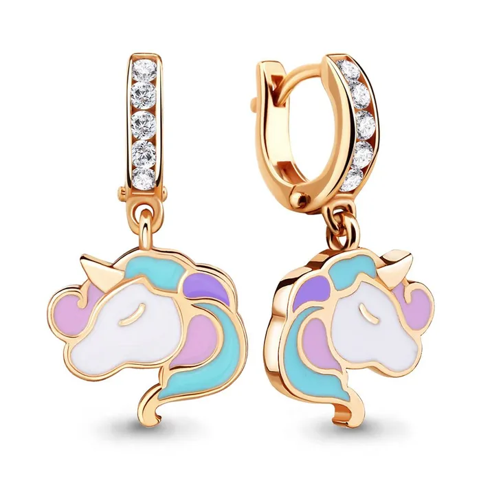 

Серьги подвески из серебра с эмалью/фианитом Aquamarine 46832А.6, 46832А.6