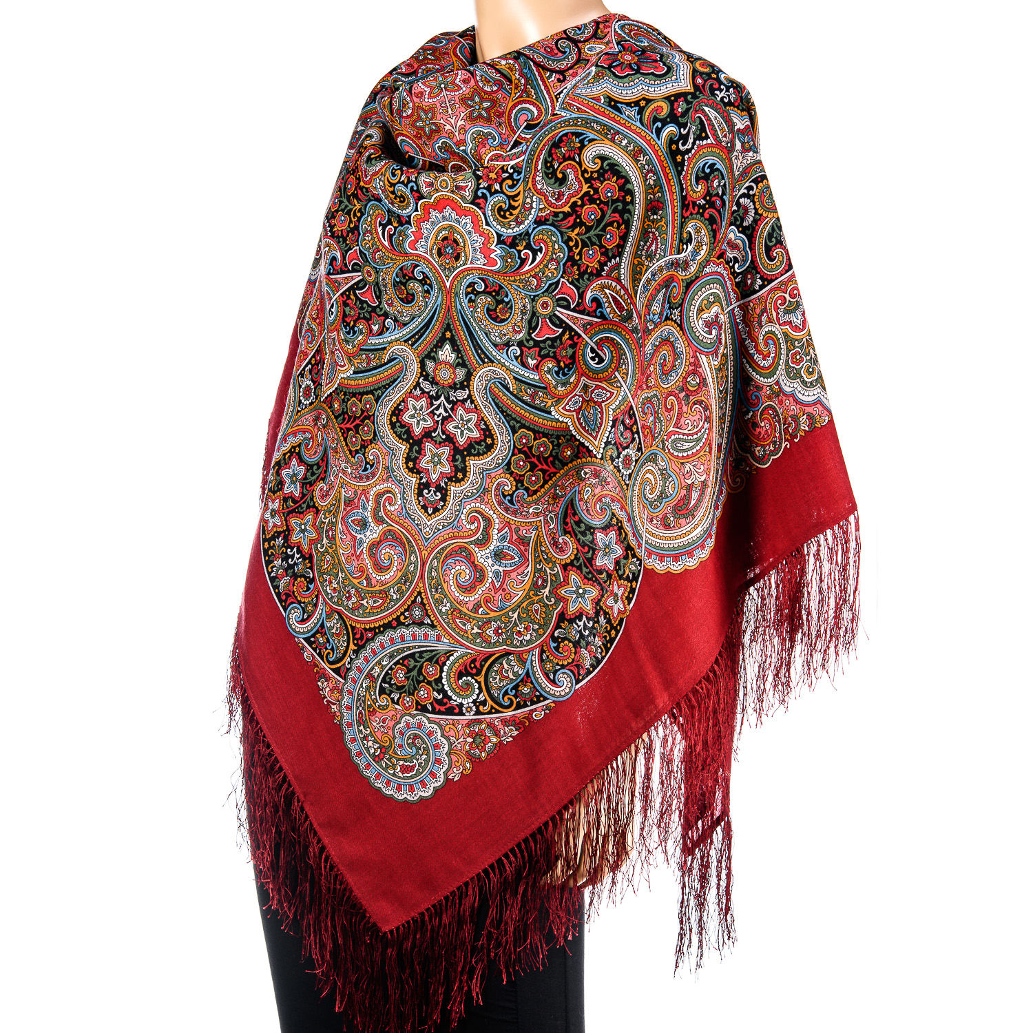 Платок женский Павлопосадские платки 0023361 красный, 125х125 см