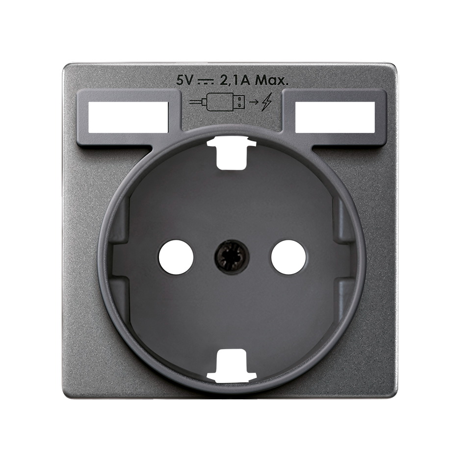 фото 82 concept титан матовый накладка для розетки schuko с зарядным устройством 2xusb simon