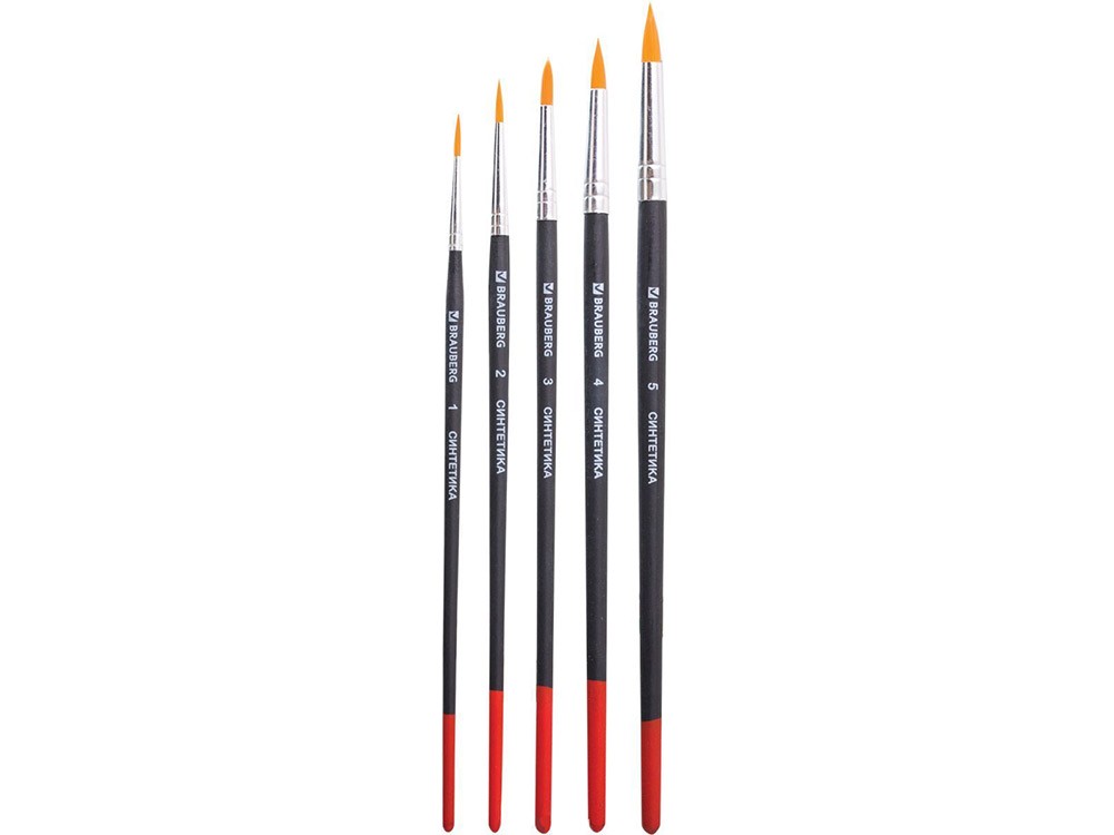 

Кисти Brauberg 5 шт. круглые, Черный