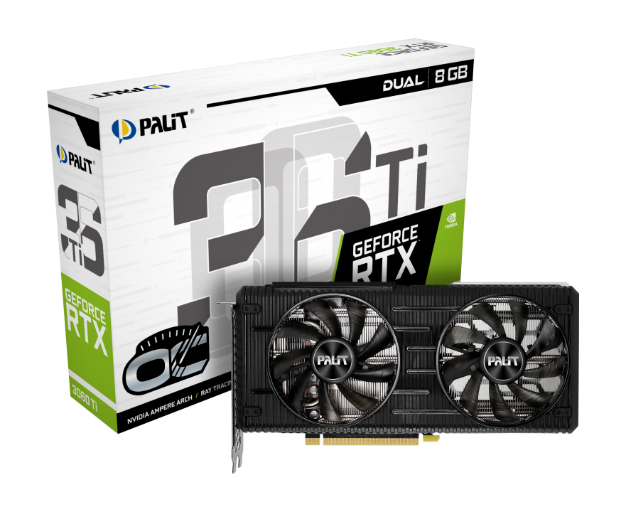 фото Видеокарта palit nvidia geforce rtx 3060 ti dual oc lhr (ne6306ts19p2-190ad v1)