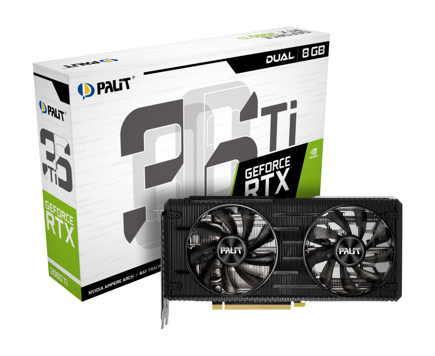 фото Видеокарта palit nvidia geforce rtx 3060 ti dual v1 lhr (ne6306t019p2-190ad)