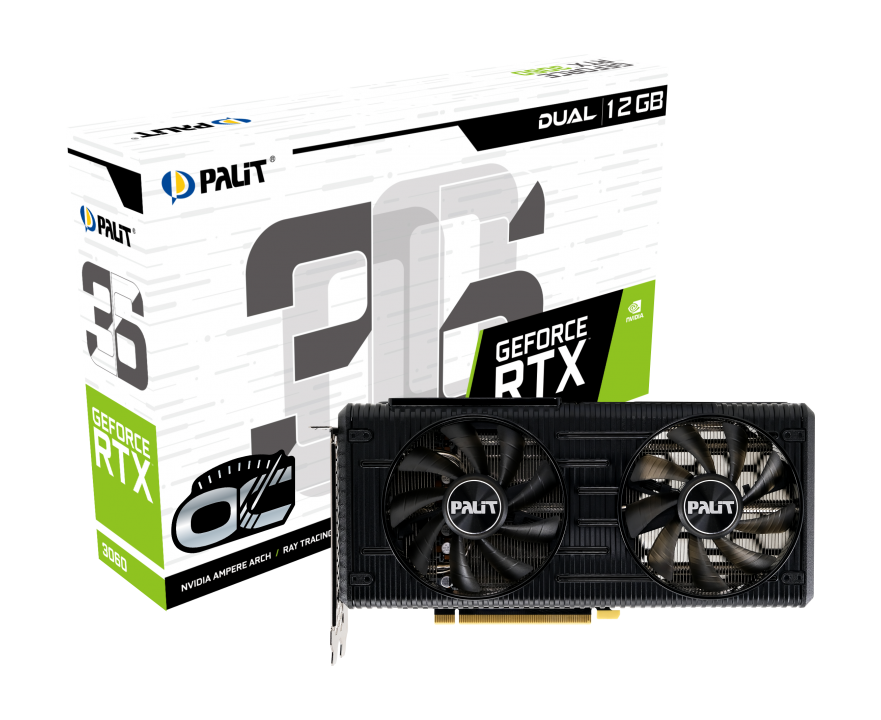 Видеокарта Palit NVIDIA GeForce RTX 3060 DUAL OC (LHR) (NE63060T19K9-190AD)