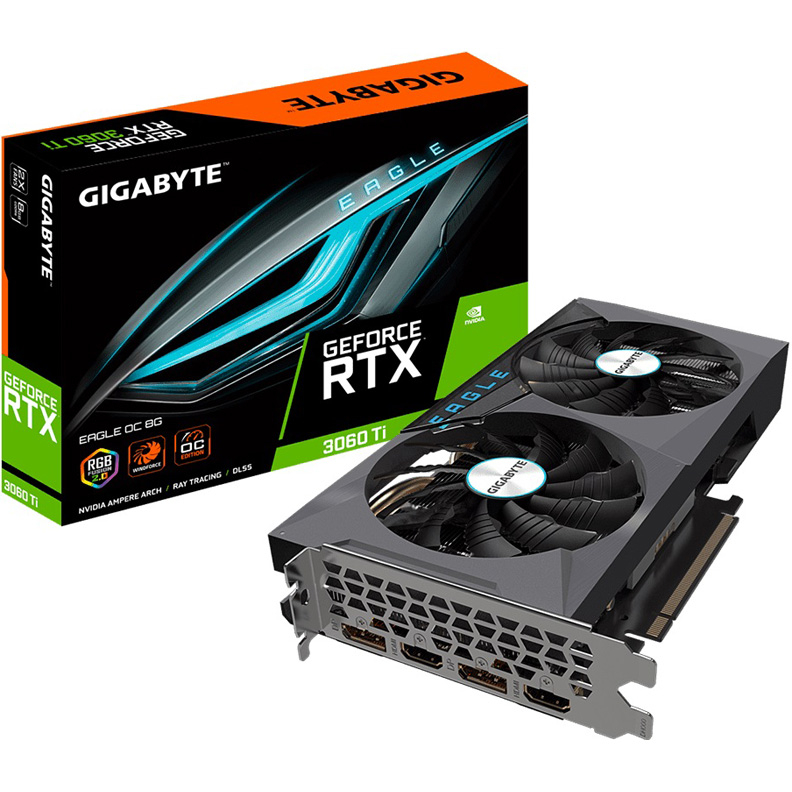 Видеокарта GIGABYTE NVIDIA GeForce RTX 3060 Ti EAGLE OC (LHR) (GV-N306TEAGLE OC-8GD)