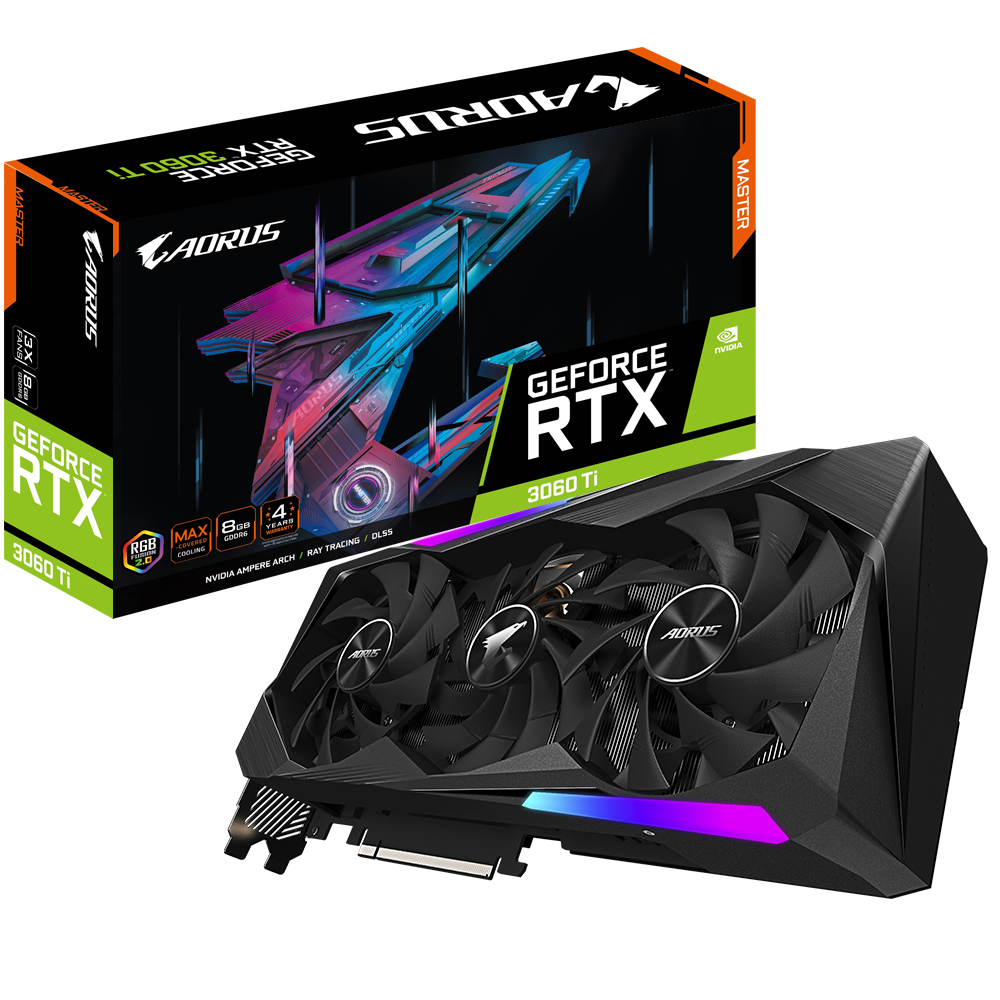 фото Видеокарта gigabyte aorus nvidia geforce rtx 3060 ti master (gv-n306taorus m-8gd)