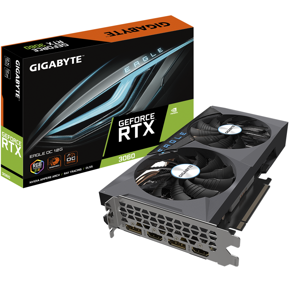 Видеокарта GIGABYTE NVIDIA GeForce RTX 3060 EAGLE OC (LHR) (GV-N3060EAGLE OC-12GD)