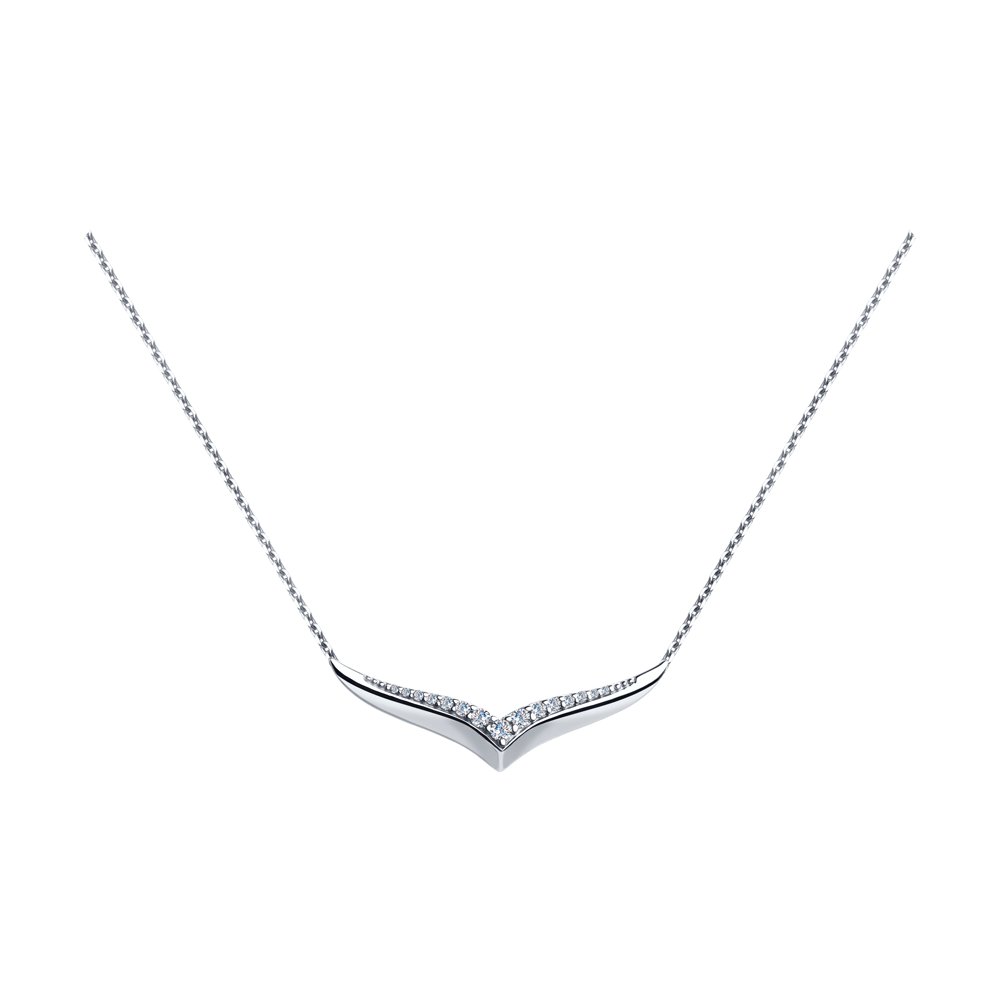 

Колье из серебра 45 см SOKOLOV 94070251, фианит, 94070251