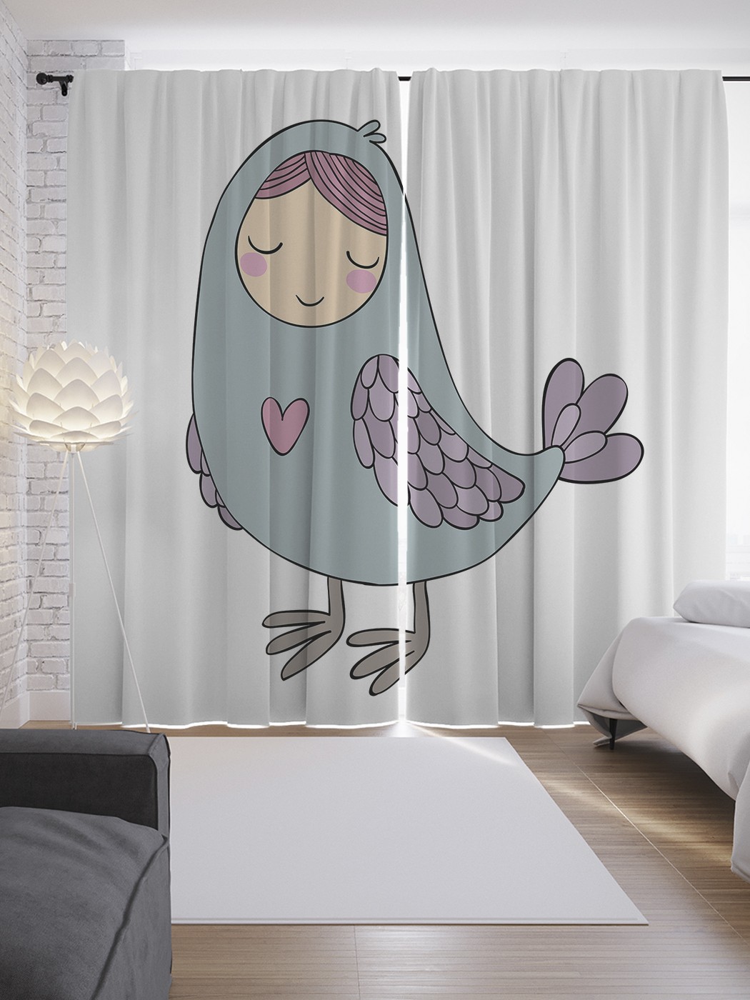 

Шторы JoyArty с фотопечатью "Птица с женским лицом" из сатена, 290х265 см, Птица с женским лицом