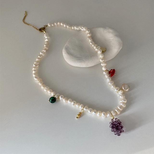 Ожерелье из бижутерного сплава 38 см SORONA jewelry Виноград, культивированный жемчуг