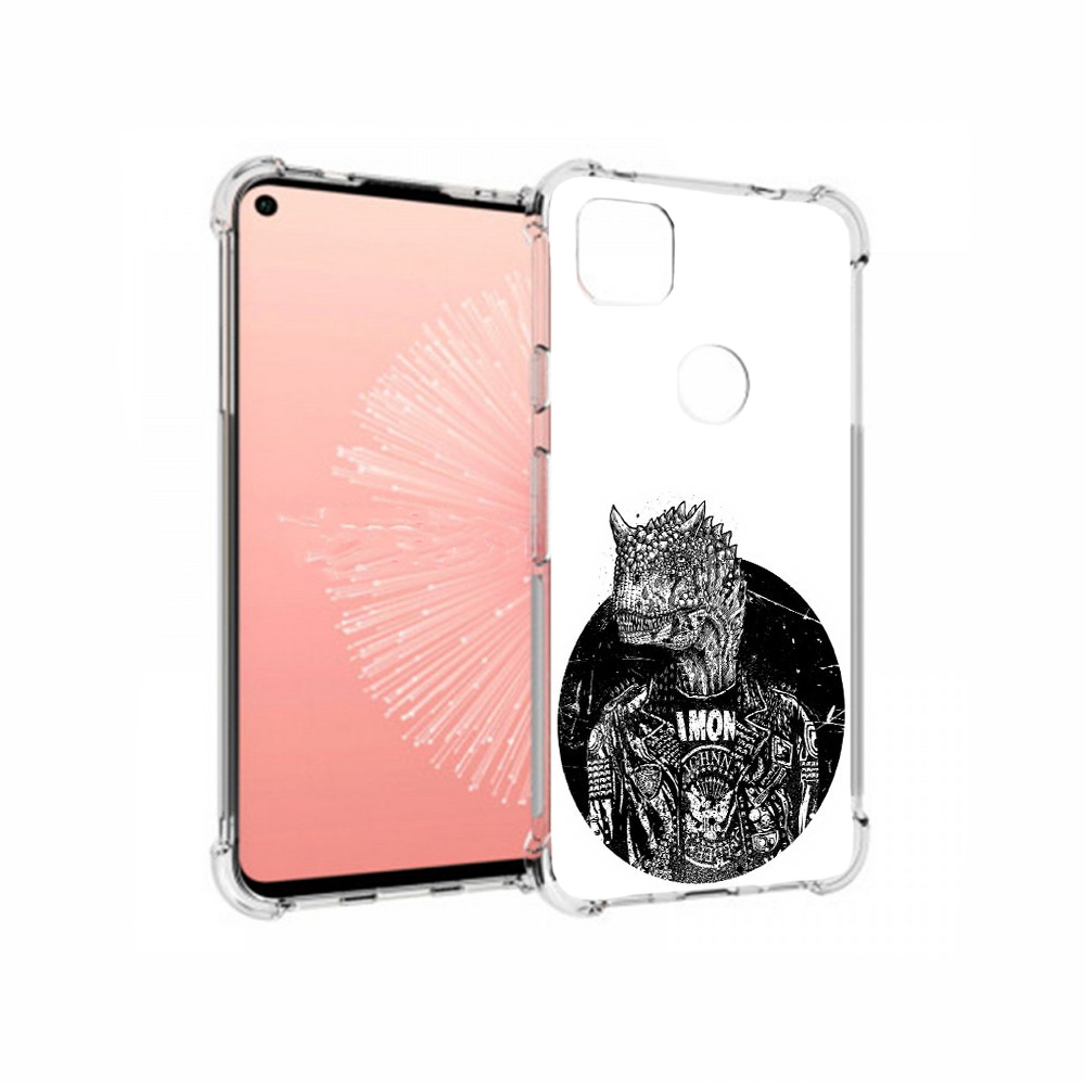 

Чехол MyPads Tocco для Google Pixel 4A динозавр в куртке, Прозрачный, Tocco
