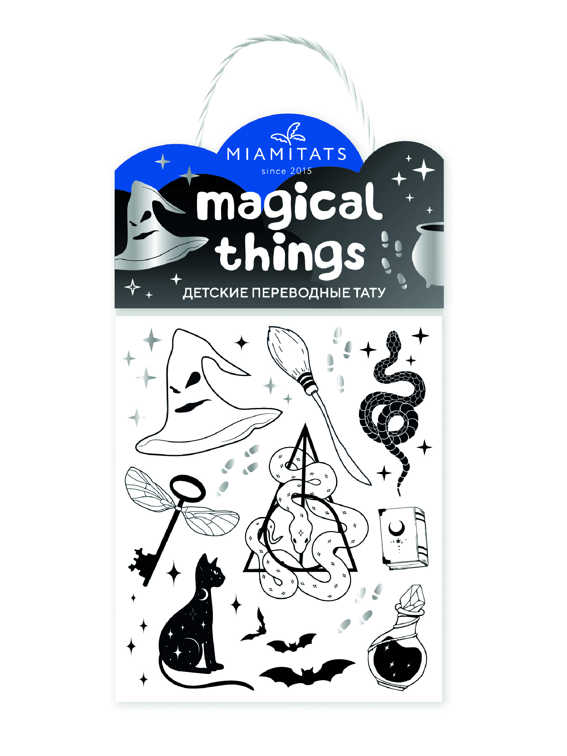 

Переводные тату Miamitats детские на лицо Magical Things, Серебристый, 4702