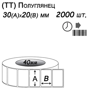 Этикет-лента 30х20 полуглянец (2000 этикеток в ролике), втулка 40 мм