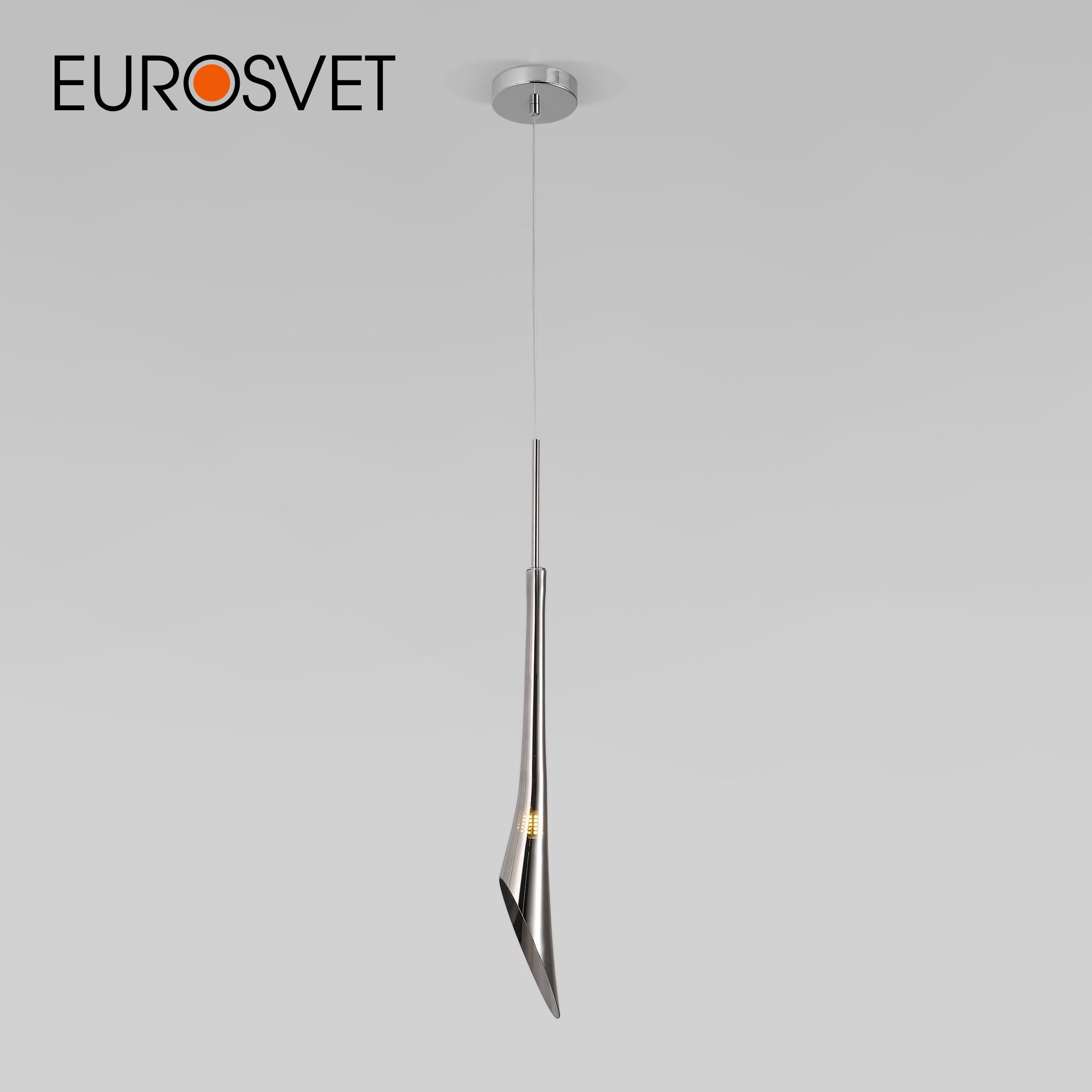 Подвесной акцентный светильник Eurosvet Folio 50224/1 хром стеклянный дымчатый плафон G9