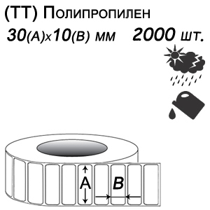 Этикет-лента 30х10 полипропилен (2000 этикеток в ролике), втулка 40 мм