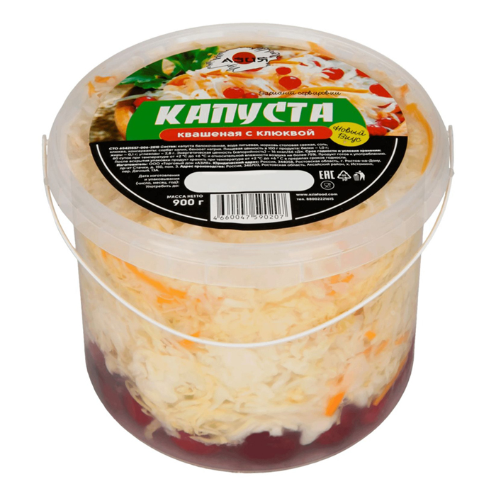 

Капуста Азия Пикантная маринованная с клюквой 500 г