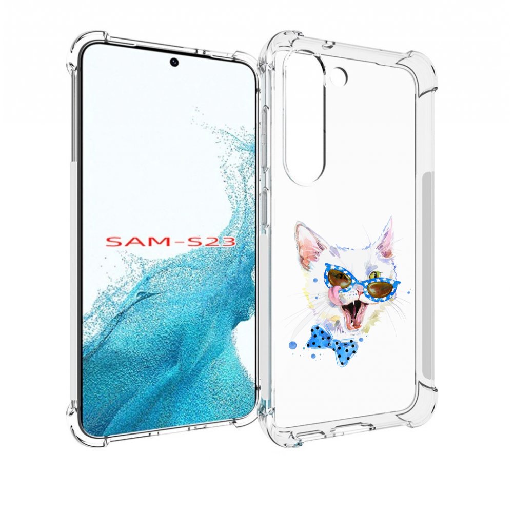 

Чехол MyPads белый кот для Samsung Galaxy S23, Прозрачный, Tocco