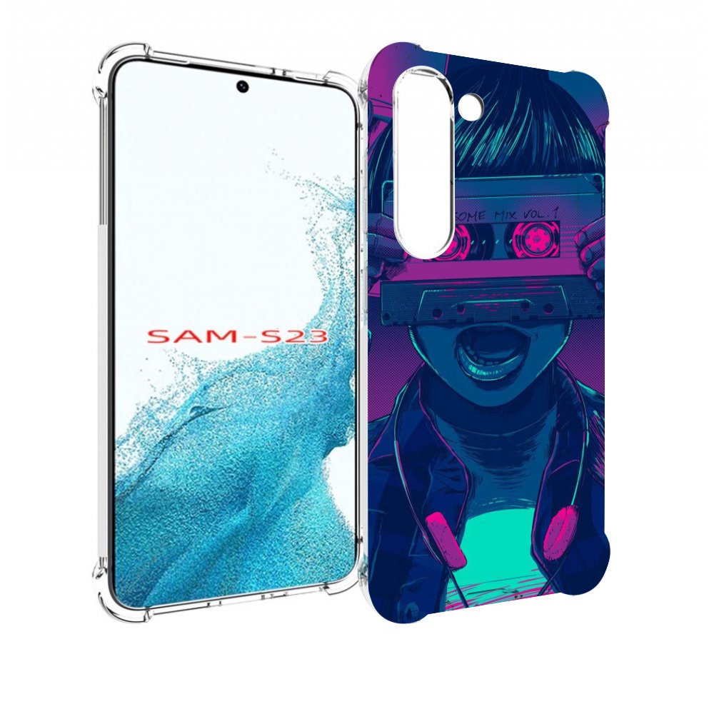 

Чехол MyPads киберпанк с кассетой для Samsung Galaxy S23, Прозрачный, Tocco