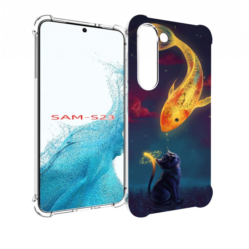 

Чехол MyPads золотая-рыбка-часовая для Samsung Galaxy S23, Прозрачный, Tocco
