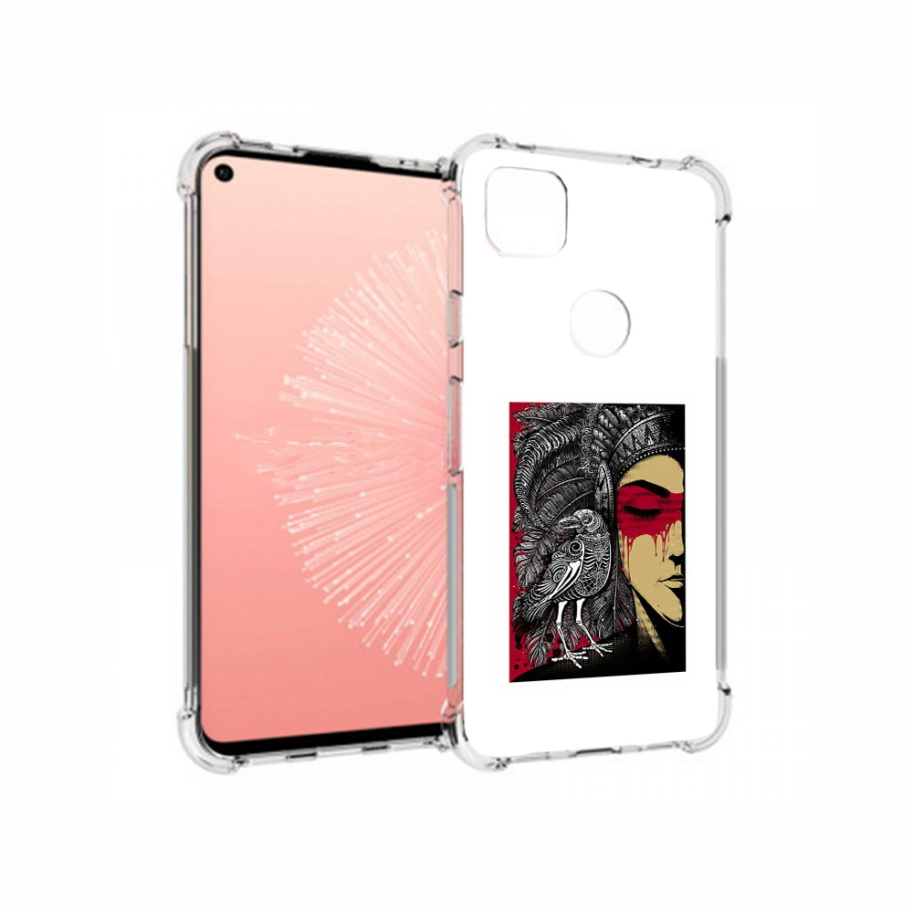 

Чехол MyPads Tocco для Google Pixel 4A девушка с вороном в абстракции, Прозрачный, Tocco