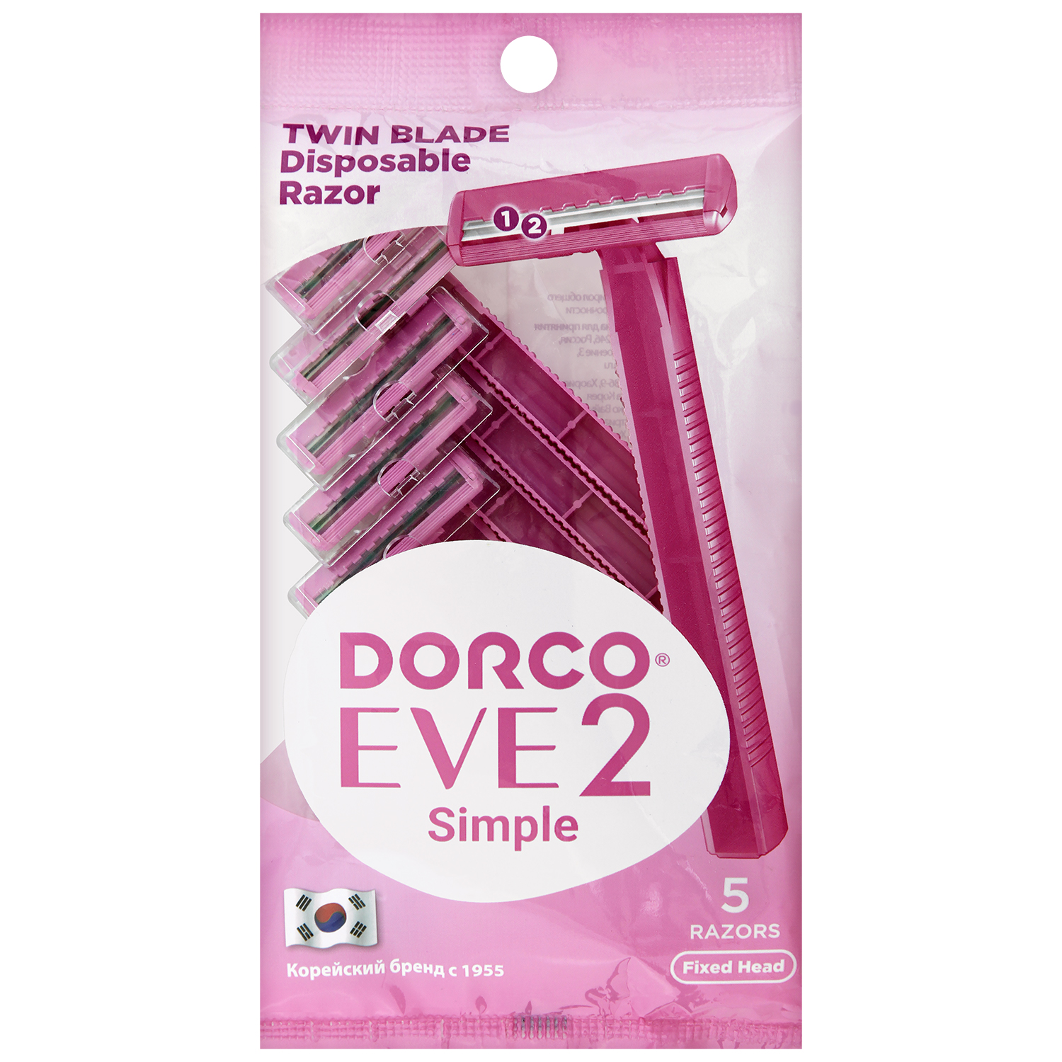 Женские бритвы одноразовые Dorco EVE2 Simple TD (5 станков) женские бритвы одноразовые rapira berry 5 станков