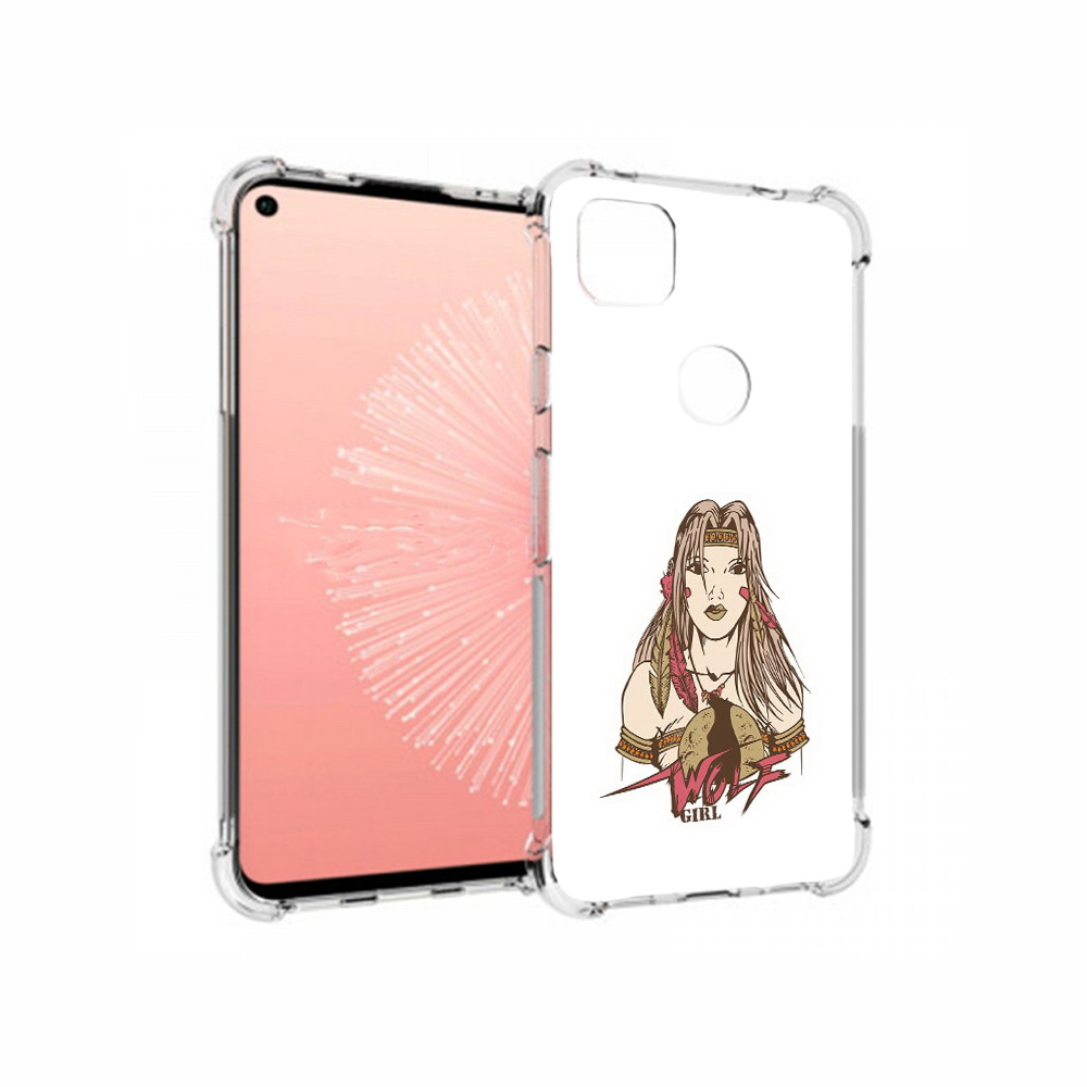 

Чехол MyPads Tocco для Google Pixel 4A девушка волк, Прозрачный, Tocco