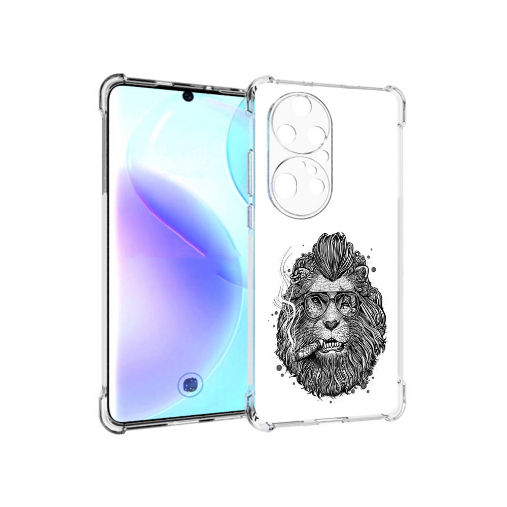 

Чехол MyPads Tocco для Huawei P50 Pro курящий лев, Прозрачный, Tocco