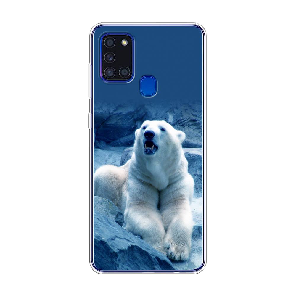 

Чехол на Samsung Galaxy A21s "Белый медведь", Голубой;белый, 2100250-1