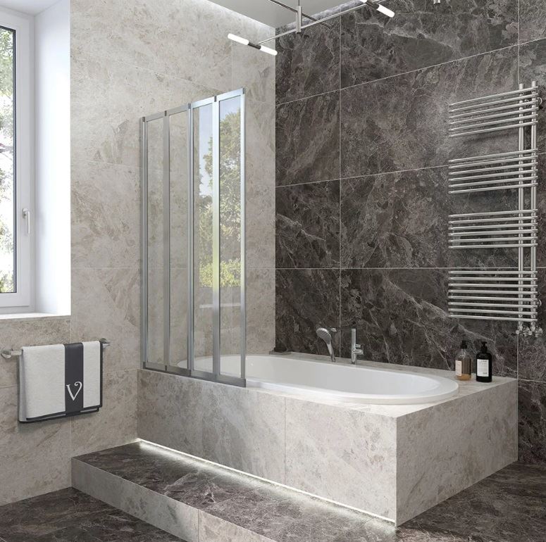 

Шторка на ванну Veconi Palau PL-74L 120x150 профиль хром, стекло прозрачное