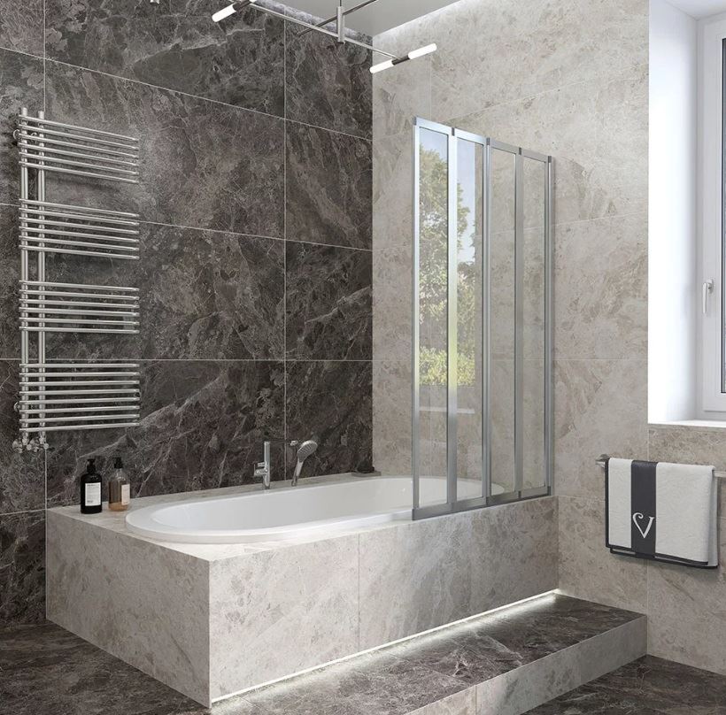 

Шторка на ванну Veconi Palau PL-74R 90x150 профиль хром, стекло прозрачное