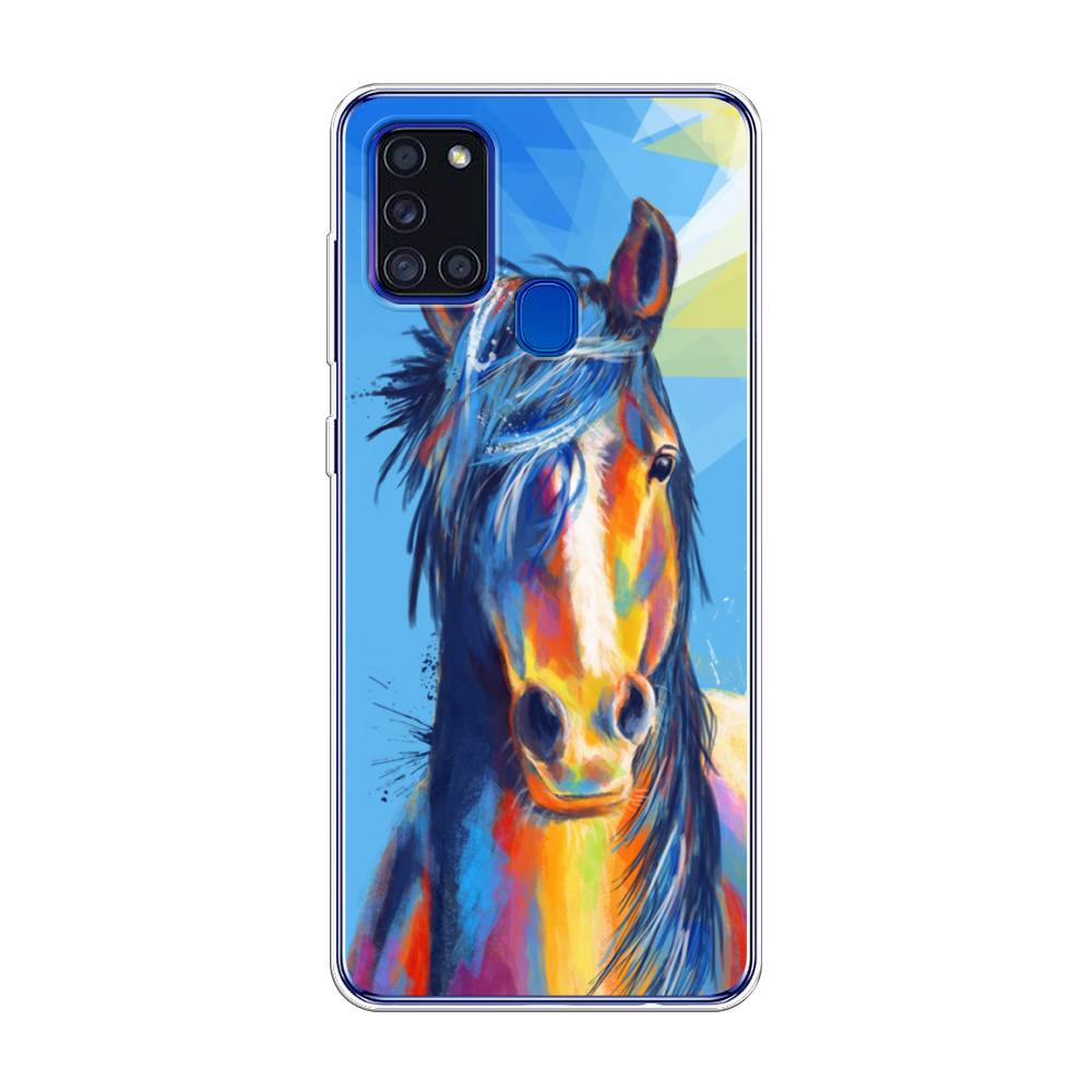 

Чехол на Samsung Galaxy A21s "Лошадь арт 3", Голубой;желтый;синий, 2100250-1