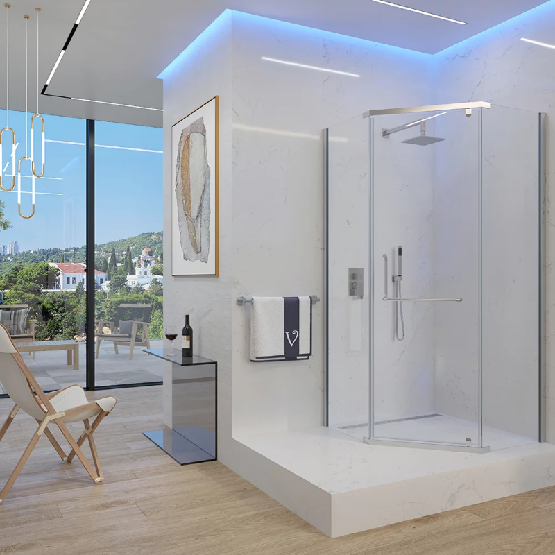 

Душевой уголок Veconi Rovigo RV-36 80x80x195, профиль хром, стекло прозрачное