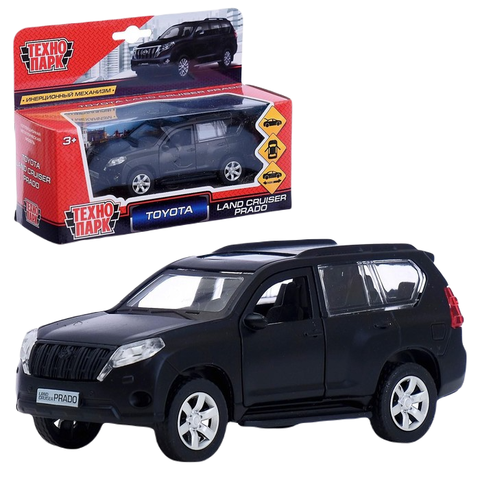 

Машина Технопарк металлическая Toyota prado 12см цвет чёрный открывающиеся двери 4201648