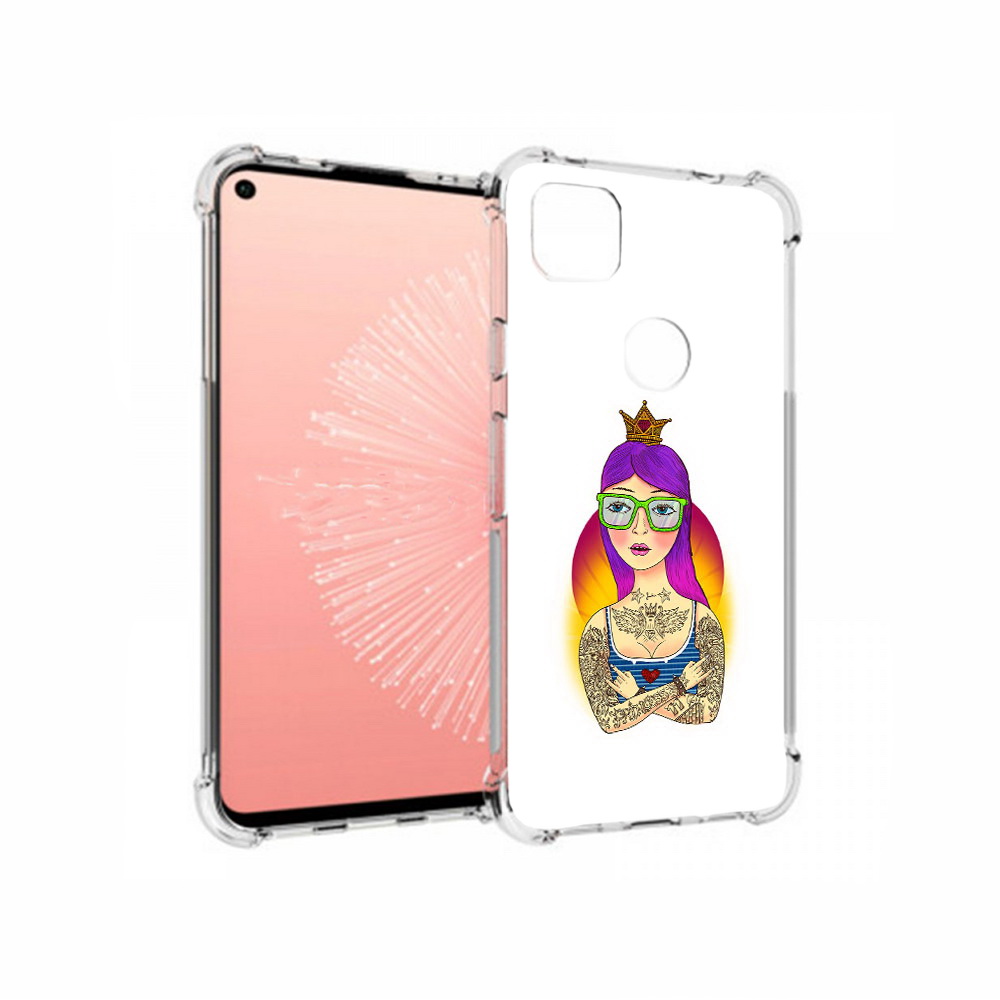 

Чехол MyPads Tocco для Google Pixel 4A девушка в татуировках с короной, Прозрачный, Tocco