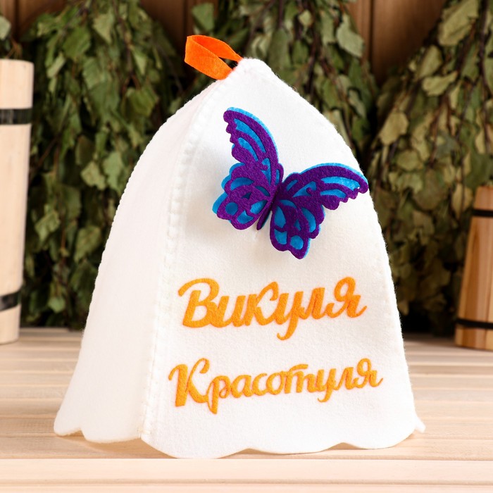 

Шапка для бани Викуля-красотуля с аппликацией onesize белый, Викуля-красотуля
