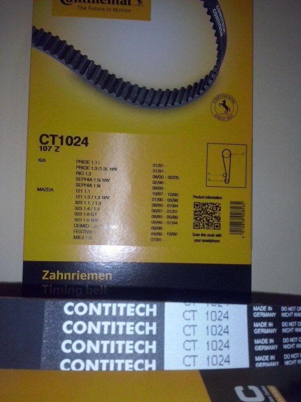 

CONTITECH Ремень ГРМ KIA 1.3 90- MAZDA 1.1-1.3 89-04 (107x22) CONTITECH CT1024