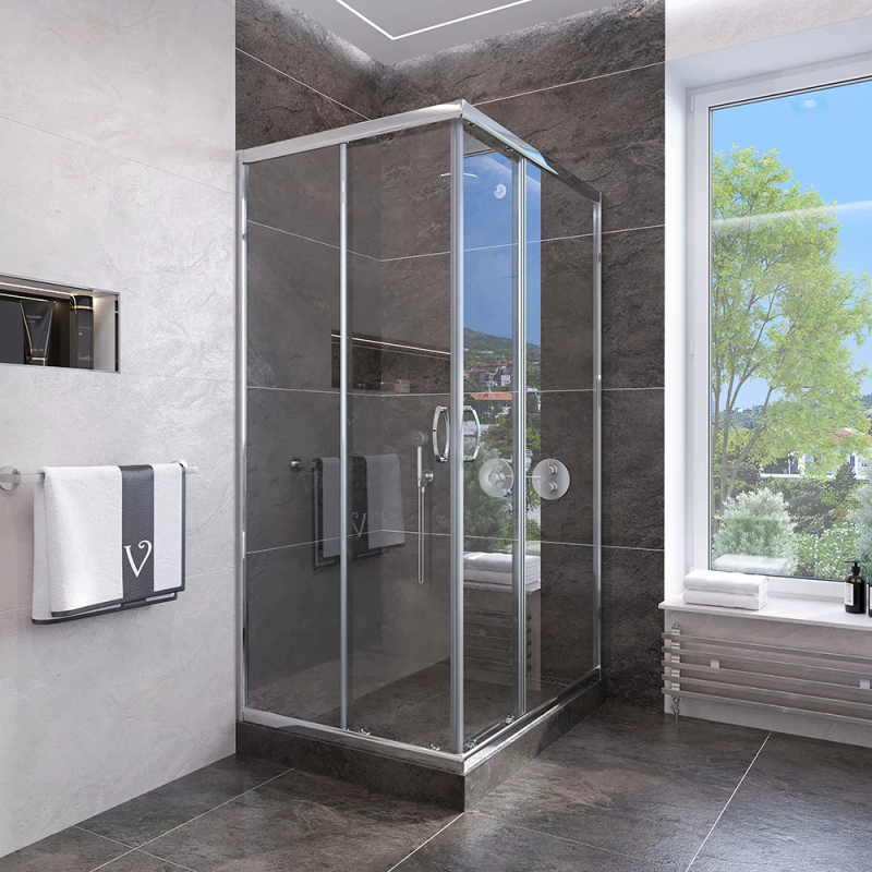 

Душевой уголок Veconi Rovigo RV-113 80x80x185, профиль хром, стекло прозрачное