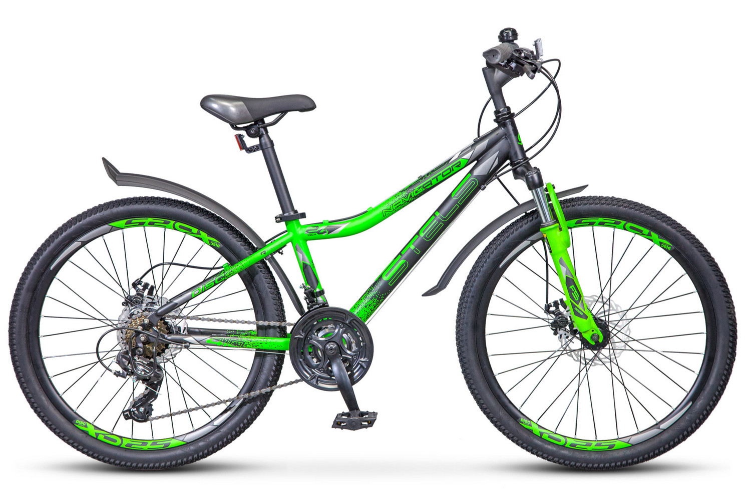 фото Велосипед stels navigator 410 md 21sp v010 2019 13" черно-зеленый