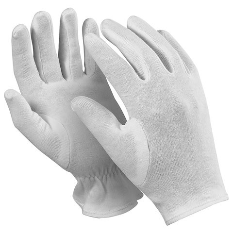 фото Перчатки хлопчатобумажные manipula "атом", размер 9 (l), белые, тт-44