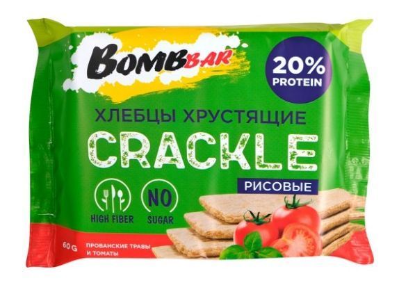 

Хлебцы хрустящие ТМ Bombbar рис томат прованские травы, 20 шт по 60г