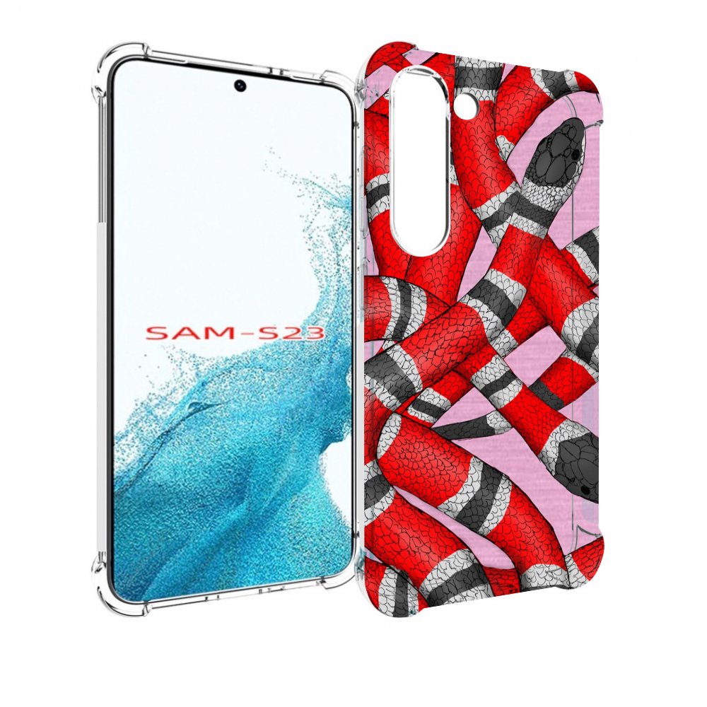 Чехол MyPads змея-красно-черно-белый для Samsung Galaxy S23