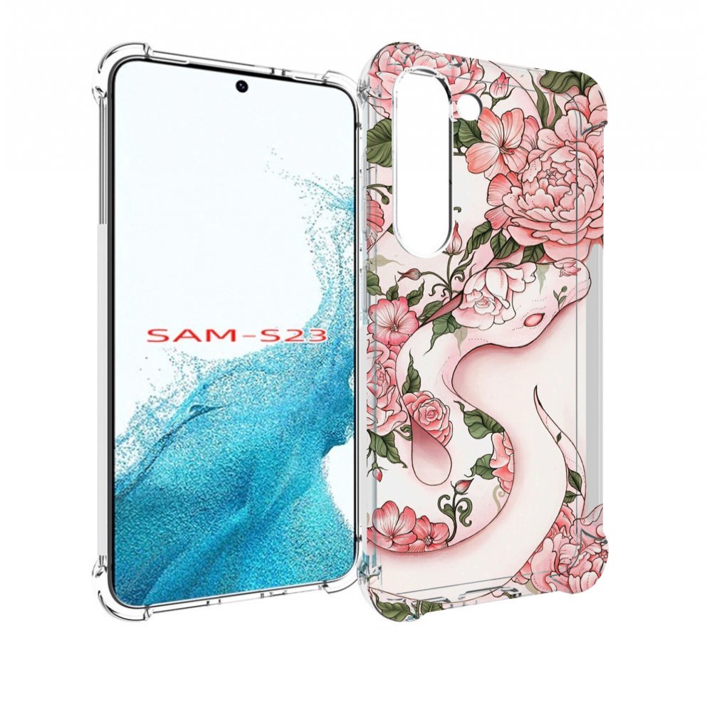

Чехол MyPads змея-в-розовых-цветах женский для Samsung Galaxy S23, Прозрачный, Tocco