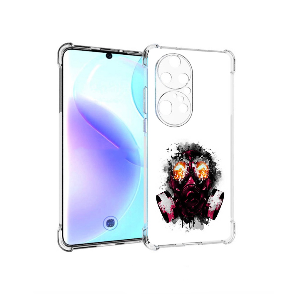 

Чехол MyPads Tocco для Huawei P50 Pro красный противогаз, Прозрачный, Tocco