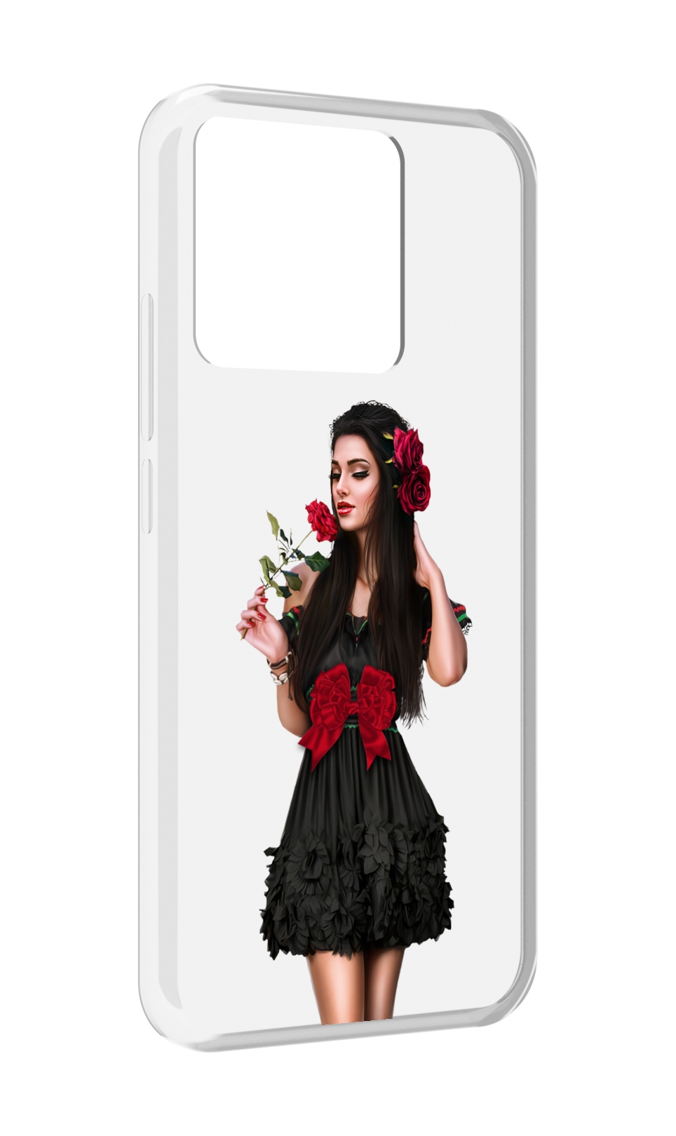 

Чехол MyPads Tocco для Xiaomi Redmi 10A девушка-в-черном-платье-с-розой женский, Прозрачный, Tocco
