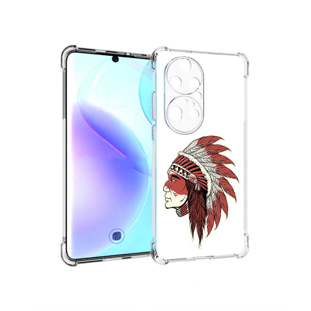 

Чехол MyPads Tocco для Huawei P50 Pro красный индеец, Прозрачный, Tocco